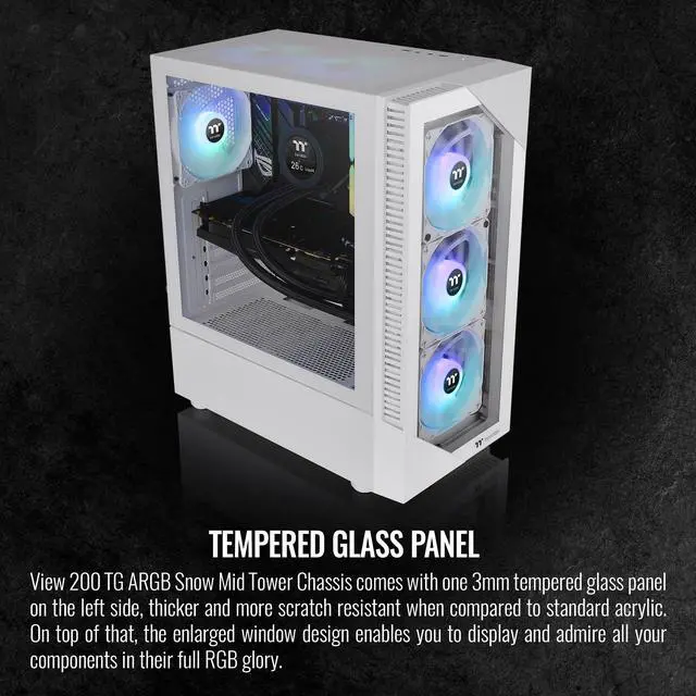 Alt view image 4 of 6 - Thermaltake View Series View 200 TG ARGB White SPCC Mid-Tower Computer Cases
