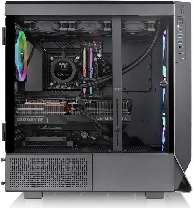 Alt view image 8 of 11 - Thermaltake Ceres 500 Black Mid Tower E-ATX Computer Case with Tempered Glass Side Panel; 4 Preinstalled 140mm PWM ARGB Fans; Rotational PCIe Slots & GPU Holder; CA-1X5-00M1WN-00