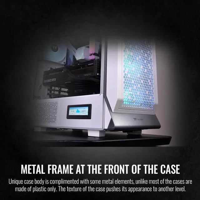 Alt view image 6 of 11 - Thermaltake Ceres 500 Snow Edition Mid Tower E-ATX Computer Case with Tempered Glass Side Panel; 4 Preinstalled 140mm PWM ARGB Fans; Rotational PCIe Slots & GPU Holder; CA-1X5-00M6WN-00