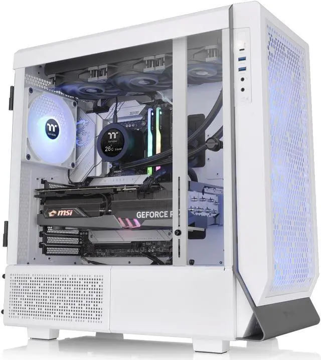 Alt view image 2 of 11 - Thermaltake Ceres 500 Snow Edition Mid Tower E-ATX Computer Case with Tempered Glass Side Panel; 4 Preinstalled 140mm PWM ARGB Fans; Rotational PCIe Slots & GPU Holder; CA-1X5-00M6WN-00