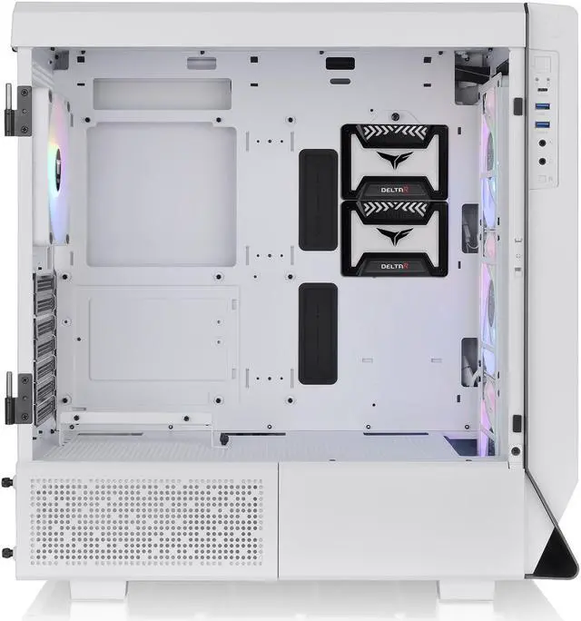Alt view image 9 of 11 - Thermaltake Ceres 500 Snow Edition Mid Tower E-ATX Computer Case with Tempered Glass Side Panel; 4 Preinstalled 140mm PWM ARGB Fans; Rotational PCIe Slots & GPU Holder; CA-1X5-00M6WN-00