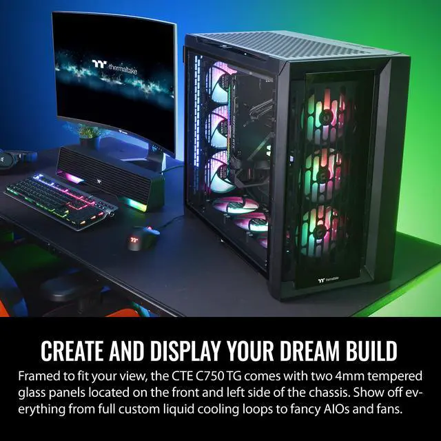 Alt view image 3 of 18 - Thermaltake CTE C750 TG ARGB E-ATX Full Tower with Centralized Thermal Efficiency Design; 3x140mm CT140 ARGB Fans Pre-Installed; Tempered Glass Front & Side Panel; CA-1X6-00F1WN-01