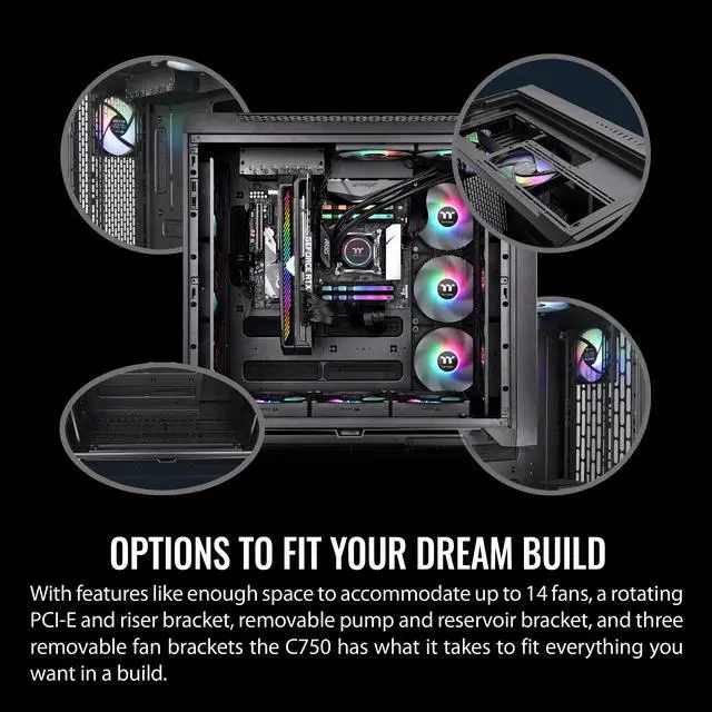 Alt view image 4 of 18 - Thermaltake CTE C750 TG ARGB E-ATX Full Tower with Centralized Thermal Efficiency Design; 3x140mm CT140 ARGB Fans Pre-Installed; Tempered Glass Front & Side Panel; CA-1X6-00F1WN-01