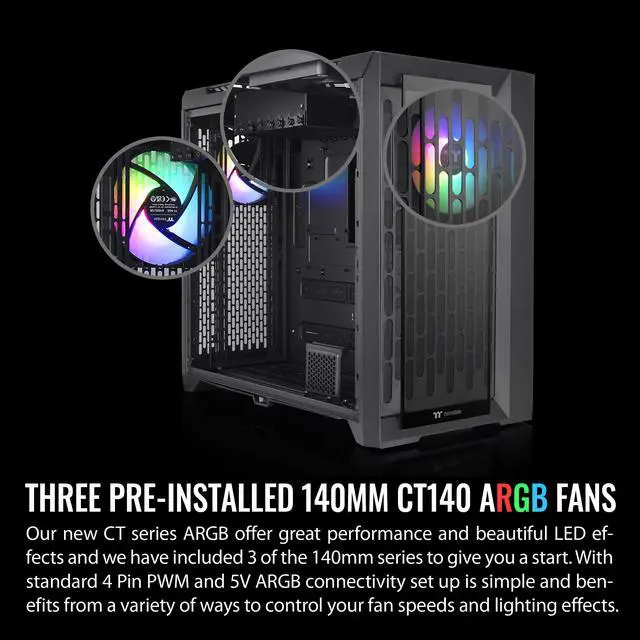 Alt view image 5 of 18 - Thermaltake CTE C750 TG ARGB E-ATX Full Tower with Centralized Thermal Efficiency Design; 3x140mm CT140 ARGB Fans Pre-Installed; Tempered Glass Front & Side Panel; CA-1X6-00F1WN-01