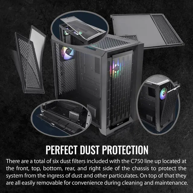 Alt view image 6 of 18 - Thermaltake CTE C750 TG ARGB E-ATX Full Tower with Centralized Thermal Efficiency Design; 3x140mm CT140 ARGB Fans Pre-Installed; Tempered Glass Front & Side Panel; CA-1X6-00F1WN-01