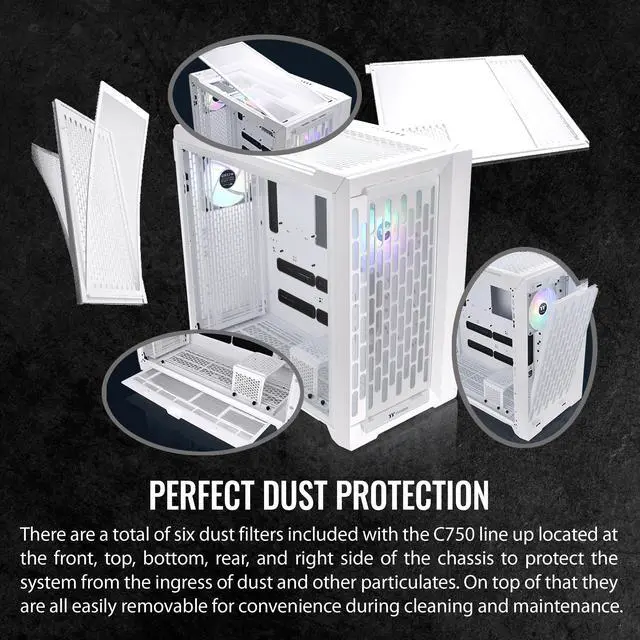 Alt view image 6 of 18 - Thermaltake CTE C750 TG ARGB Snow E-ATX Full Tower with Centralized Thermal Efficiency Design; 3x140mm White CT140 ARGB Fans Pre-Installed; Tempered Glass Front & Side Panel; CA-1X6-00F6WN-01