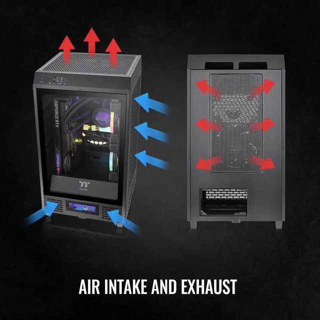 Alt view image 4 of 17 - Thermaltake Tower 200 Mini-ITX Computer Case; 2x140mm Pre-installed CT140 Fans; Supports GPU Length Up To 380mm; CA-1X9-00S1WN-00; Black