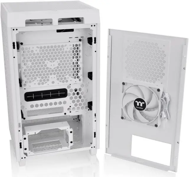 Alt view image 13 of 17 - Thermaltake Tower 200 Snow Mini-ITX Computer Case; 2x140mm Pre-installed White CT140 Fans; Supports GPU Length Up To 380mm; CA-1X9-00S6WN-00; White