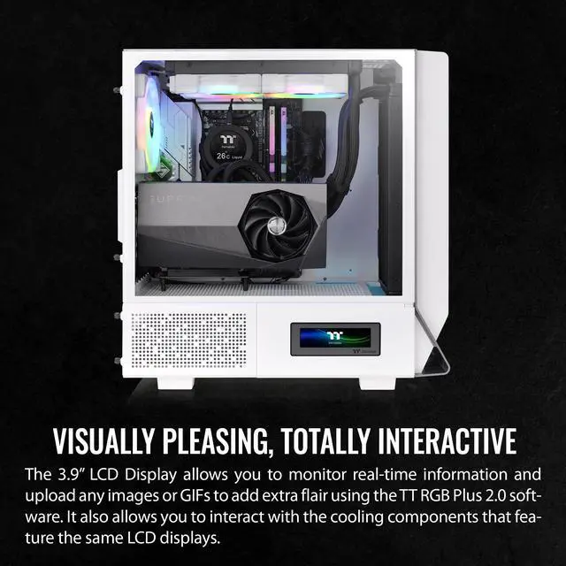 Alt view image 5 of 12 - Thermaltake Ceres 300 Snow Edition Mid Tower E-ATX Computer Case With Tempered Glass Side Panel; 2xCT140 ARGB Fan Preinstalled; Rotational PCIe Slots & GPU Holder; CA-1Y2-00M6WN-00