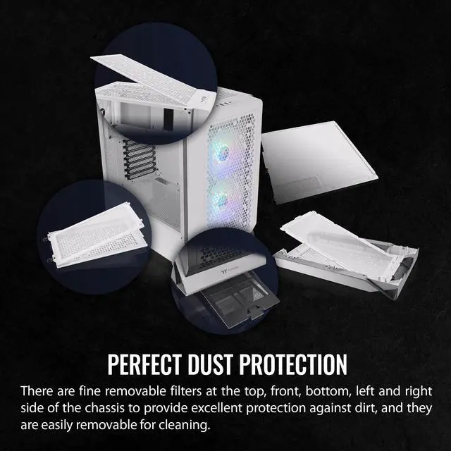 Alt view image 6 of 12 - Thermaltake Ceres 300 Snow Edition Mid Tower E-ATX Computer Case With Tempered Glass Side Panel; 2xCT140 ARGB Fan Preinstalled; Rotational PCIe Slots & GPU Holder; CA-1Y2-00M6WN-00