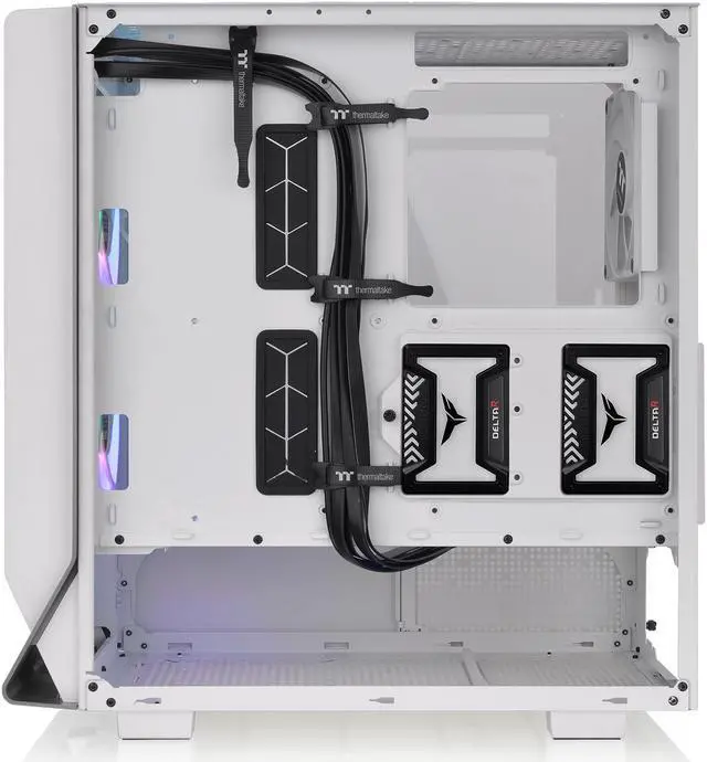 Alt view image 8 of 12 - Thermaltake Ceres 300 Snow Edition Mid Tower E-ATX Computer Case With Tempered Glass Side Panel; 2xCT140 ARGB Fan Preinstalled; Rotational PCIe Slots & GPU Holder; CA-1Y2-00M6WN-00