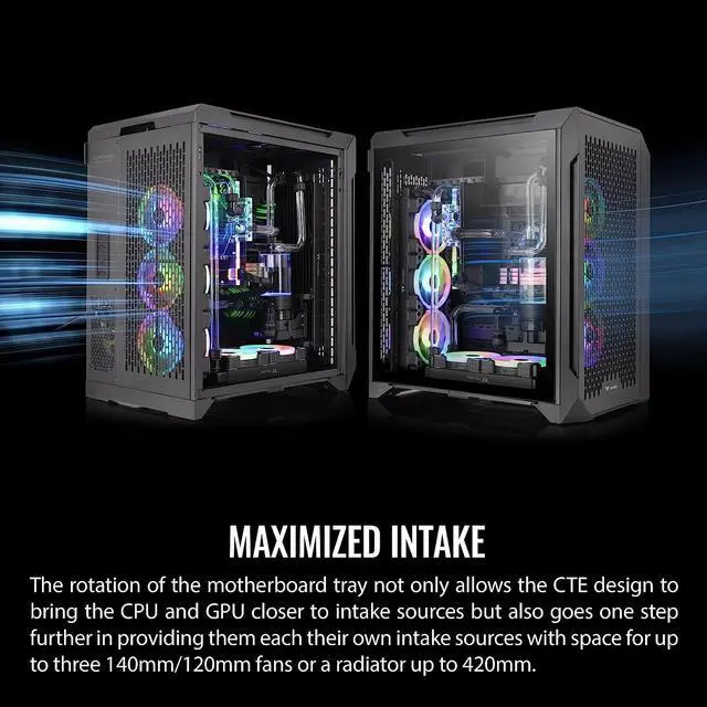 Alt view image 4 of 19 - Thermaltake CTE C700 Air Mid Tower with Centralized Thermal Efficiency Design; 3x140mm CT140 Fans Pre-Installed; Tempered Glass Side Panel; CA-1X7-00F1WN-00