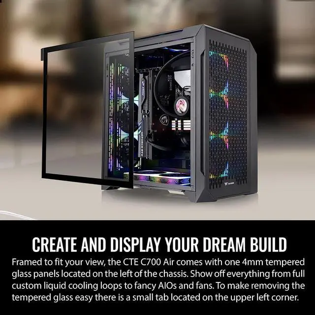Alt view image 5 of 19 - Thermaltake CTE C700 Air Mid Tower with Centralized Thermal Efficiency Design; 3x140mm CT140 Fans Pre-Installed; Tempered Glass Side Panel; CA-1X7-00F1WN-00