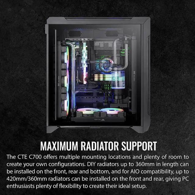 Alt view image 6 of 19 - Thermaltake CTE C700 Air Mid Tower with Centralized Thermal Efficiency Design; 3x140mm CT140 Fans Pre-Installed; Tempered Glass Side Panel; CA-1X7-00F1WN-00