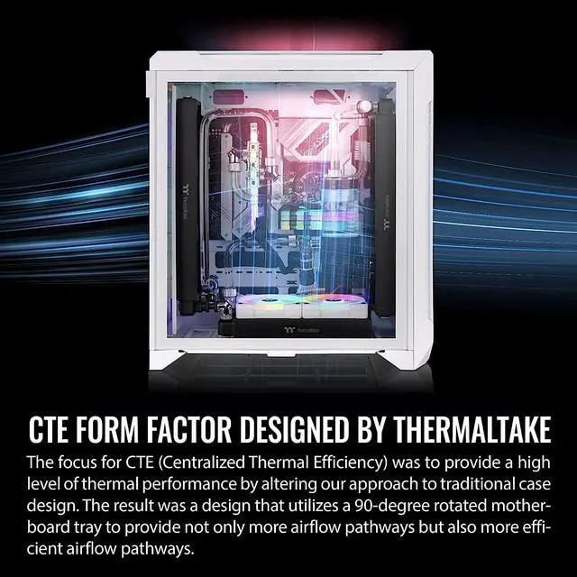 Alt view image 3 of 19 - Thermaltake CTE C700 Air Snow Mid Tower with Centralized Thermal Efficiency Design; 3x140mm White CT140 Fans Pre-Installed; Tempered Glass Side Panel; CA-1X7-00F6WN-00; White