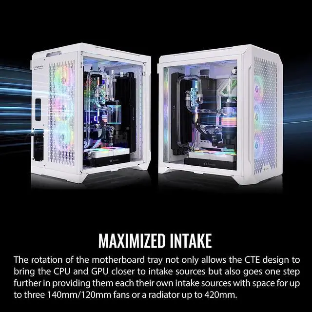 Alt view image 4 of 19 - Thermaltake CTE C700 Air Snow Mid Tower with Centralized Thermal Efficiency Design; 3x140mm White CT140 Fans Pre-Installed; Tempered Glass Side Panel; CA-1X7-00F6WN-00; White