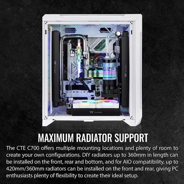 Alt view image 6 of 19 - Thermaltake CTE C700 Air Snow Mid Tower with Centralized Thermal Efficiency Design; 3x140mm White CT140 Fans Pre-Installed; Tempered Glass Side Panel; CA-1X7-00F6WN-00; White