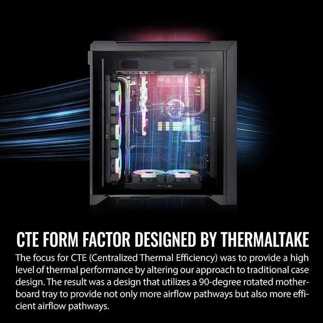 Alt view image 3 of 19 - Thermaltake CTE C700 TG ARGB E-ATX Mid Tower Centralized Thermal Efficiency Design; 3x140mm CT140 ARGB Fans Pre-Installed; Tempered Glass Front & Side Panel; CA-1X7-00F1WN-01