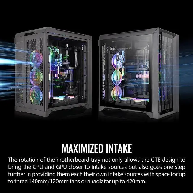 Alt view image 4 of 19 - Thermaltake CTE C700 TG ARGB E-ATX Mid Tower Centralized Thermal Efficiency Design; 3x140mm CT140 ARGB Fans Pre-Installed; Tempered Glass Front & Side Panel; CA-1X7-00F1WN-01