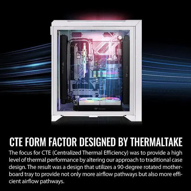 Alt view image 3 of 18 - Thermaltake CTE C700 TG ARGB Snow Mid Tower with Centralized Thermal Efficiency Design; 3x140mm White CT140 ARGB Fans Pre-Installed; Tempered Glass Front & Side Panel; CA-1X7-00F6WN-01; White