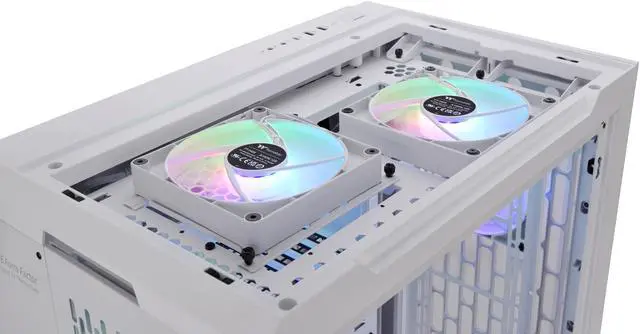 Alt view image 9 of 18 - Thermaltake CTE C700 TG ARGB Snow Mid Tower with Centralized Thermal Efficiency Design; 3x140mm White CT140 ARGB Fans Pre-Installed; Tempered Glass Front & Side Panel; CA-1X7-00F6WN-01; White