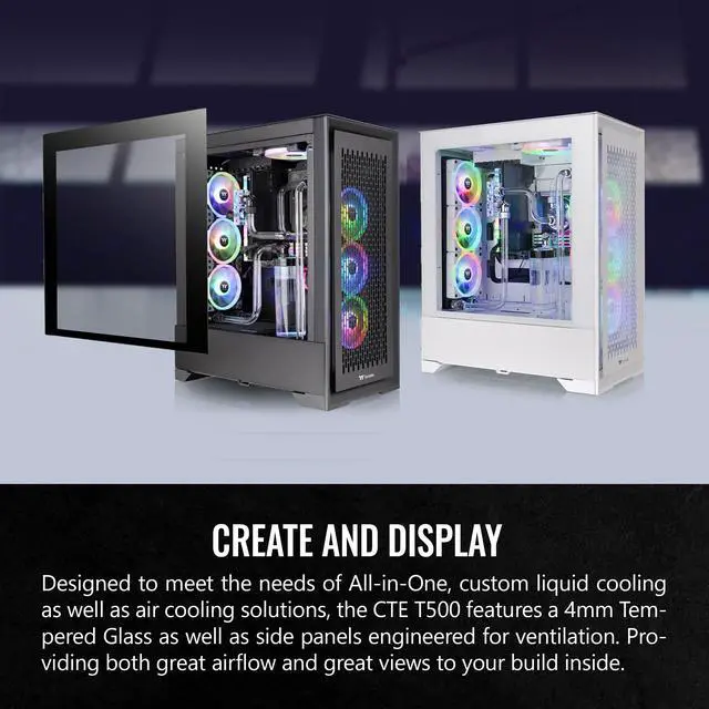 Alt view image 4 of 16 - Thermaltake CTE T500 Air Snow E-ATX Full Tower with Centralized Thermal Efficiency Design; 3x140mm White CT140 Fans Pre-Installed; Tempered Glass Side Panel; CA-1X8-00F6WN-00; White