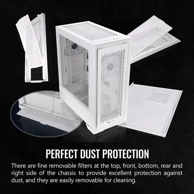 Alt view image 5 of 16 - Thermaltake CTE T500 Air Snow E-ATX Full Tower with Centralized Thermal Efficiency Design; 3x140mm White CT140 Fans Pre-Installed; Tempered Glass Side Panel; CA-1X8-00F6WN-00; White