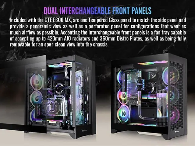 Alt view image 5 of 18 - Thermaltake CTE E600 MX Black Mid Tower E-ATX Case with Centralized Thermal Efficiency Design; 3Way Floating GPU Mounting Bracket/ 400mm PCIe4 Riser Cable are all Included; CA-1Y3-00M1WN-00
