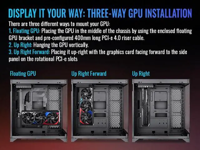 Alt view image 7 of 18 - Thermaltake CTE E600 MX Black Mid Tower E-ATX Case with Centralized Thermal Efficiency Design; 3Way Floating GPU Mounting Bracket/ 400mm PCIe4 Riser Cable are all Included; CA-1Y3-00M1WN-00