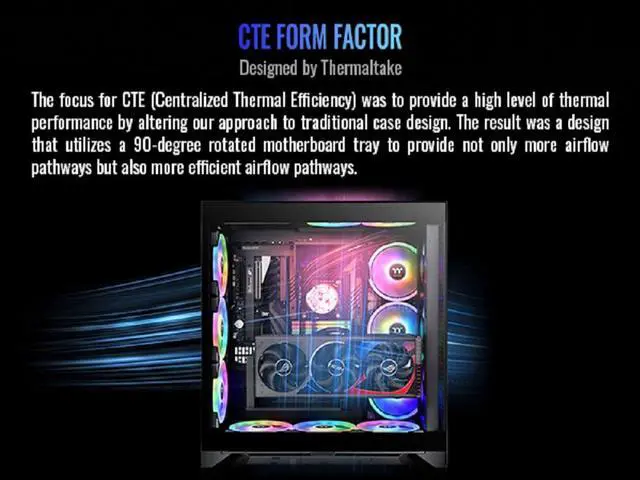 Alt view image 9 of 18 - Thermaltake CTE E600 MX Black Mid Tower E-ATX Case with Centralized Thermal Efficiency Design; 3Way Floating GPU Mounting Bracket/ 400mm PCIe4 Riser Cable are all Included; CA-1Y3-00M1WN-00