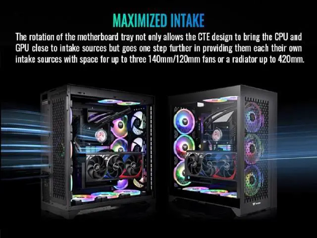 Alt view image 10 of 18 - Thermaltake CTE E600 MX Black Mid Tower E-ATX Case with Centralized Thermal Efficiency Design; 3Way Floating GPU Mounting Bracket/ 400mm PCIe4 Riser Cable are all Included; CA-1Y3-00M1WN-00