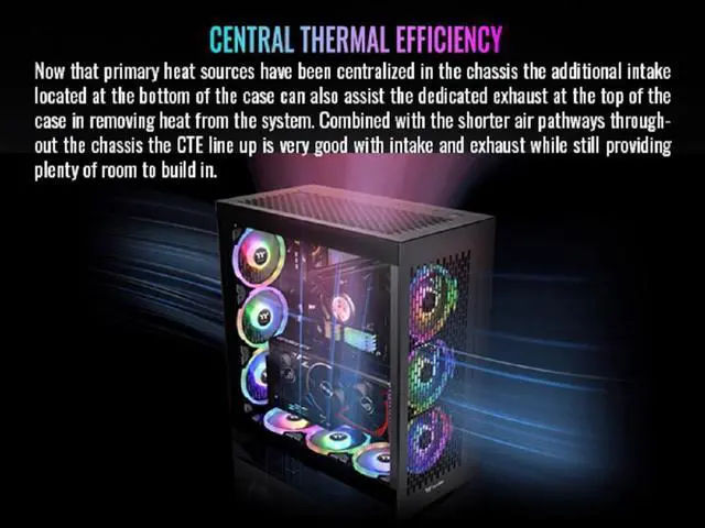 Alt view image 11 of 18 - Thermaltake CTE E600 MX Black Mid Tower E-ATX Case with Centralized Thermal Efficiency Design; 3Way Floating GPU Mounting Bracket/ 400mm PCIe4 Riser Cable are all Included; CA-1Y3-00M1WN-00