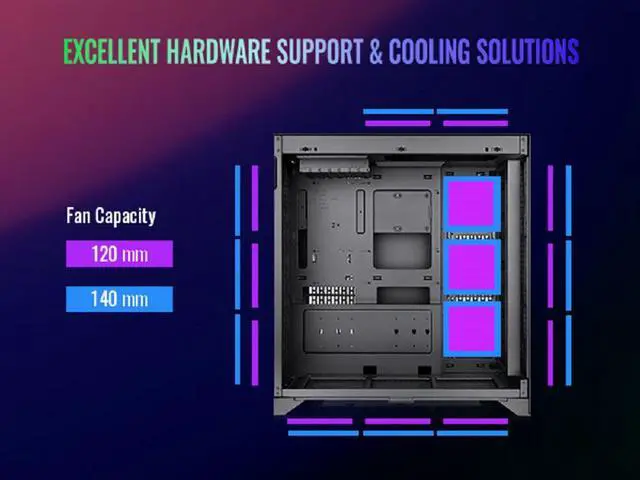 Alt view image 12 of 18 - Thermaltake CTE E600 MX Black Mid Tower E-ATX Case with Centralized Thermal Efficiency Design; 3Way Floating GPU Mounting Bracket/ 400mm PCIe4 Riser Cable are all Included; CA-1Y3-00M1WN-00