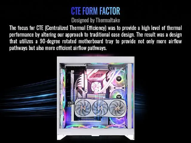 Alt view image 9 of 18 - Thermaltake CTE E600 MX Snow Mid Tower E-ATX Case with Centralized Thermal Efficiency Design;  3Way Floating GPU Mounting Bracket/ 400mm PCIe4 Riser Cable are all Included; CA-1Y3-00M6WN-00