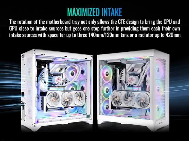 Alt view image 10 of 18 - Thermaltake CTE E600 MX Snow Mid Tower E-ATX Case with Centralized Thermal Efficiency Design;  3Way Floating GPU Mounting Bracket/ 400mm PCIe4 Riser Cable are all Included; CA-1Y3-00M6WN-00