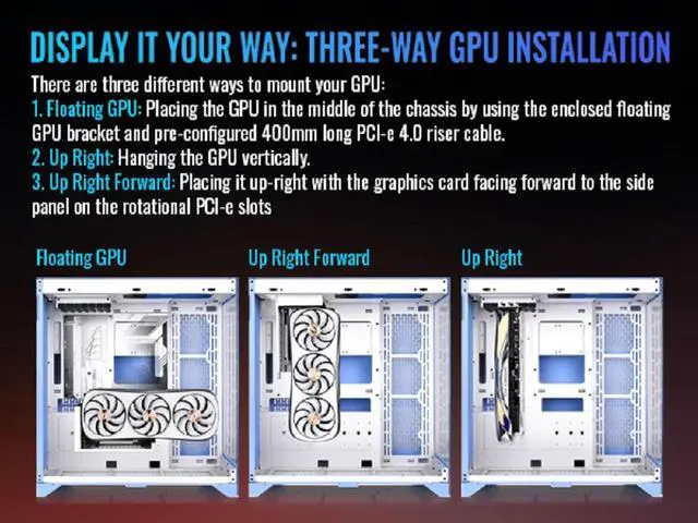 Alt view image 7 of 17 - Thermaltake CTE E600 MX Hydrangea Blue Mid Tower E-ATX Case with Centralized Thermal Efficiency Design; 3Way Floating GPU Mounting Bracket/ 400mm PCIe4 Riser Cable are all Included; CA-1Y3-00MFWN-00