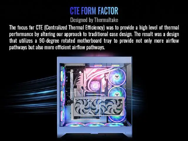 Alt view image 9 of 17 - Thermaltake CTE E600 MX Hydrangea Blue Mid Tower E-ATX Case with Centralized Thermal Efficiency Design; 3Way Floating GPU Mounting Bracket/ 400mm PCIe4 Riser Cable are all Included; CA-1Y3-00MFWN-00