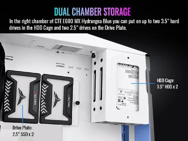 Alt view image 12 of 17 - Thermaltake CTE E600 MX Hydrangea Blue Mid Tower E-ATX Case with Centralized Thermal Efficiency Design; 3Way Floating GPU Mounting Bracket/ 400mm PCIe4 Riser Cable are all Included; CA-1Y3-00MFWN-00