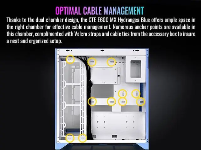 Alt view image 13 of 17 - Thermaltake CTE E600 MX Hydrangea Blue Mid Tower E-ATX Case with Centralized Thermal Efficiency Design; 3Way Floating GPU Mounting Bracket/ 400mm PCIe4 Riser Cable are all Included; CA-1Y3-00MFWN-00