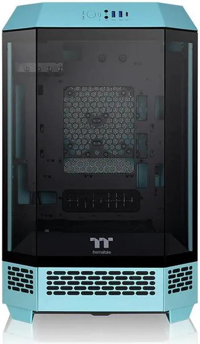 Alt view image 2 of 5 - Thermaltake Tower 300 Turquoise Micro-ATX Case; 2x140mm CT Fan Included; Support Up to 420mm Radiator; Horizontal display capable with optional Chassis Stand Kit/Optional LCD Kit; CA-1Y4-00SBWN-00