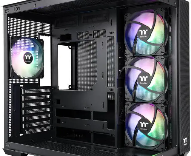 Alt view image 3 of 7 - Thermaltake View 380 TG ARGB Black ATX Case; 4x120mm ARGB Fans Included; Supports Hidden-Connector Motherboard; Front & Side Dual Tempered Glass Panel; CA-1Z2-00M1WN-00; 3 Year Warranty