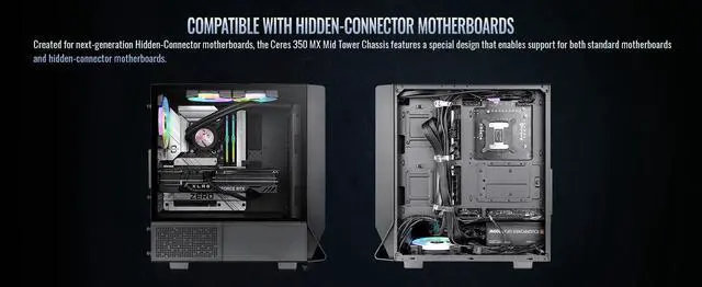Alt view image 4 of 20 - Thermaltake Ceres 350 MX Black Mid Tower ATX Case; 3 Pre-installed ARGB Fans; Dual Front Panels; Hidden-Connector Motherboard Compatible; CA-1Z3-00M1WN-00