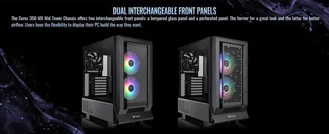 Alt view image 5 of 20 - Thermaltake Ceres 350 MX Black Mid Tower ATX Case; 3 Pre-installed ARGB Fans; Dual Front Panels; Hidden-Connector Motherboard Compatible; CA-1Z3-00M1WN-00