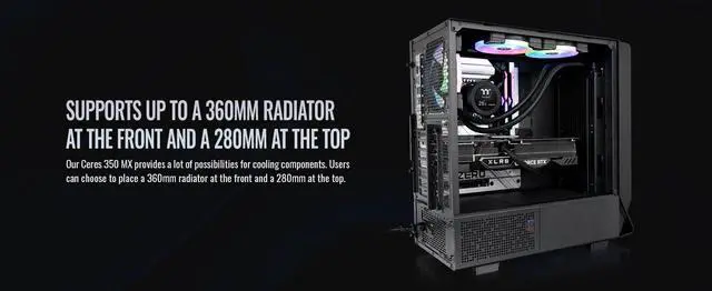 Alt view image 10 of 20 - Thermaltake Ceres 350 MX Black Mid Tower ATX Case; 3 Pre-installed ARGB Fans; Dual Front Panels; Hidden-Connector Motherboard Compatible; CA-1Z3-00M1WN-00