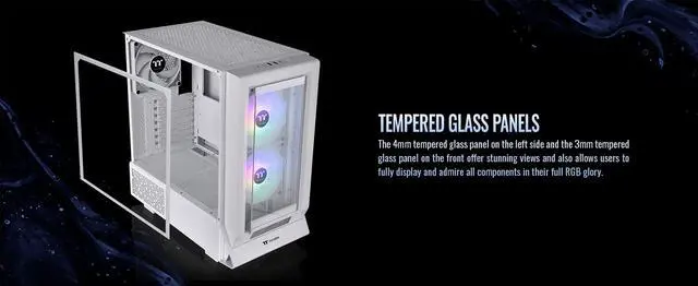 Alt view image 10 of 20 - Thermaltake Ceres 350 MX Snow Mid Tower ATX Case; 3 Pre-installed ARGB Snow Fans; Dual Front Panels; Hidden-Connector Motherboard Compatible; CA-1Z3-00M6WN-00