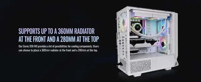 Alt view image 11 of 20 - Thermaltake Ceres 350 MX Snow Mid Tower ATX Case; 3 Pre-installed ARGB Snow Fans; Dual Front Panels; Hidden-Connector Motherboard Compatible; CA-1Z3-00M6WN-00