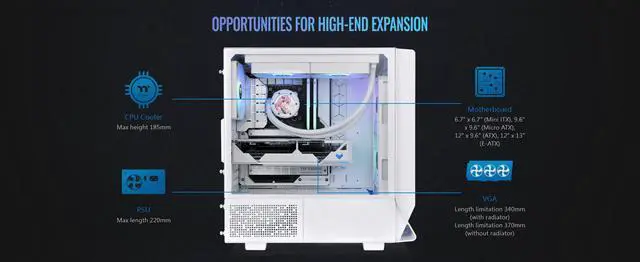 Alt view image 15 of 20 - Thermaltake Ceres 350 MX Snow Mid Tower ATX Case; 3 Pre-installed ARGB Snow Fans; Dual Front Panels; Hidden-Connector Motherboard Compatible; CA-1Z3-00M6WN-00