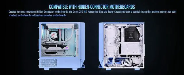 Alt view image 3 of 20 - Thermaltake Ceres 350 MX Hydrangea Blue Mid Tower ATX Case; 3 Pre-installed ARGB White Fans; Dual Front Panels; Hidden-Connector Motherboard Compatible; CA-1Z3-00MFWN-00