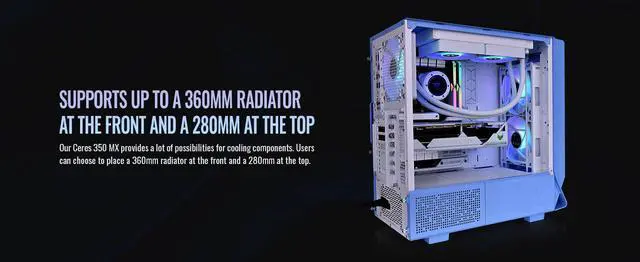 Alt view image 7 of 20 - Thermaltake Ceres 350 MX Hydrangea Blue Mid Tower ATX Case; 3 Pre-installed ARGB White Fans; Dual Front Panels; Hidden-Connector Motherboard Compatible; CA-1Z3-00MFWN-00