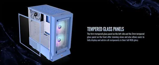 Alt view image 8 of 20 - Thermaltake Ceres 350 MX Hydrangea Blue Mid Tower ATX Case; 3 Pre-installed ARGB White Fans; Dual Front Panels; Hidden-Connector Motherboard Compatible; CA-1Z3-00MFWN-00